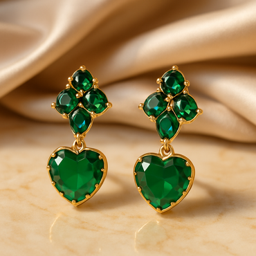 Aanura Emerald Heart Drop Earrings