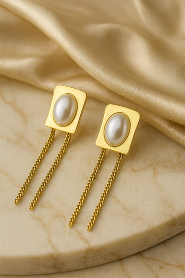 Aanura Pearl Chain Drop Earrings