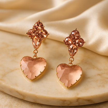 Aanura Black Heart Gemstone Drop Earrings