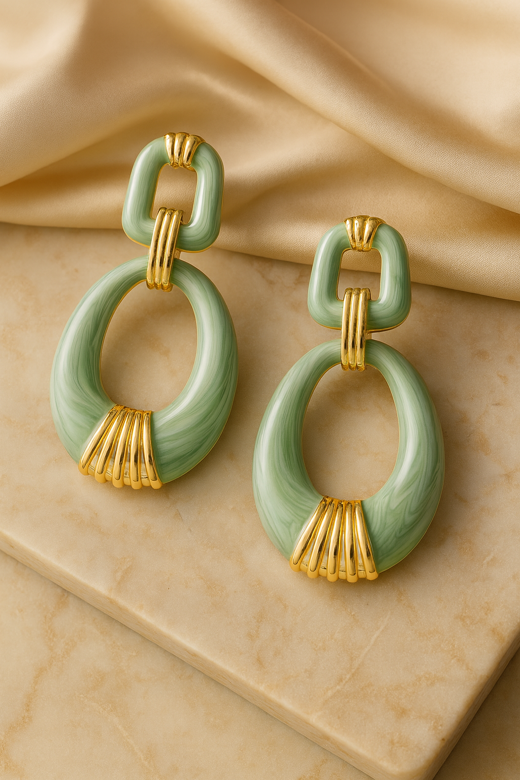 Aanura Jade Oval Abstract Earrings