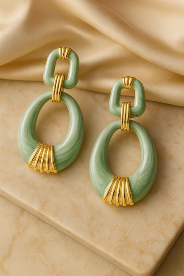 Aanura Jade Oval Abstract Earrings