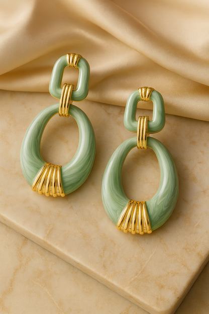 Aanura Jade Oval Abstract Earrings