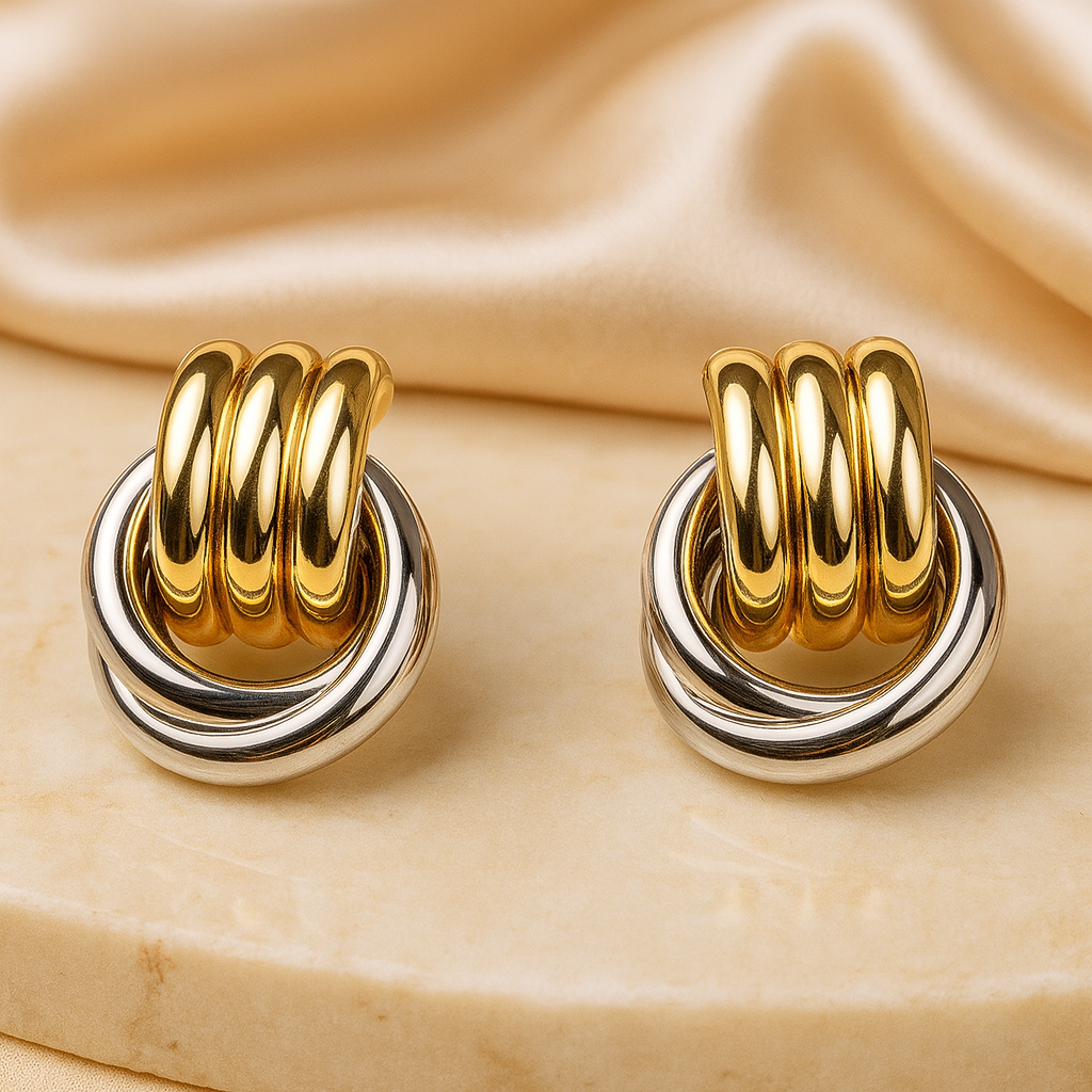 Aanura Dual-Tone Knot Statement Earrings