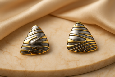 Aanura Molten Wave Dual-Tone Shield Earrings
