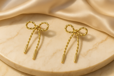 Golden Bow Twist Earrings – Aanura