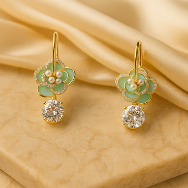 Aanura Aqua Blossom Pearl Earrings