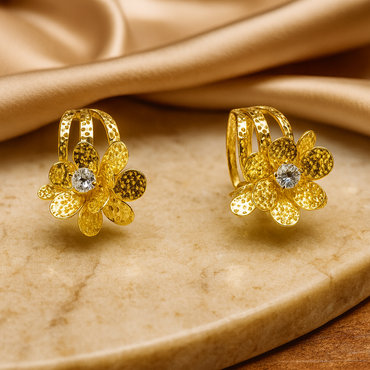 Aanura Floral Crystal Gold Earrings