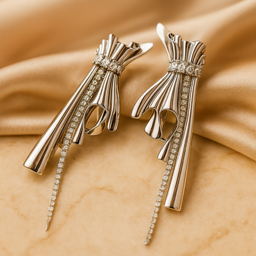 Aanura Silver Crystal Glam Earrings