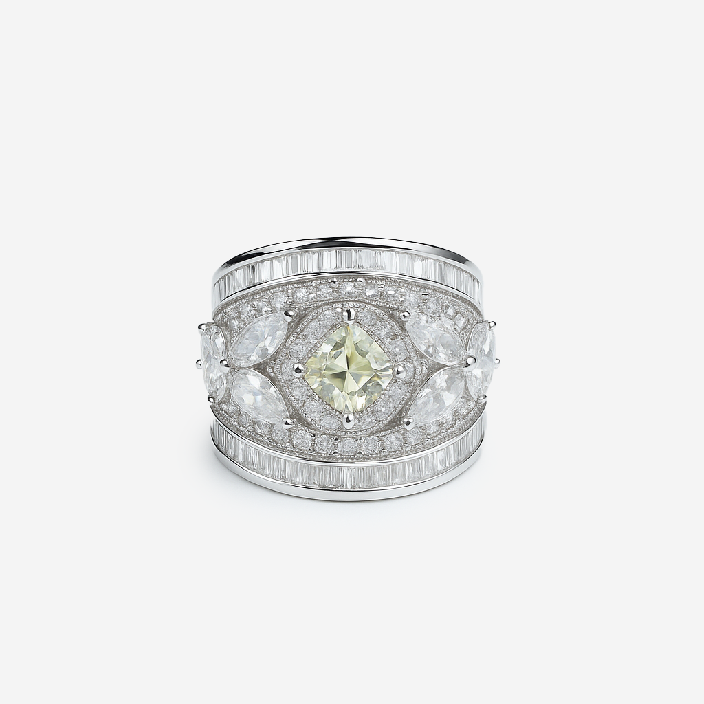 Aanura Silver Multi-Stone Crystal Statement Ring
