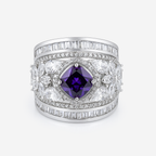 Rhodium Plated Multi Crystal Anti-Tarnish Waterproof Ring