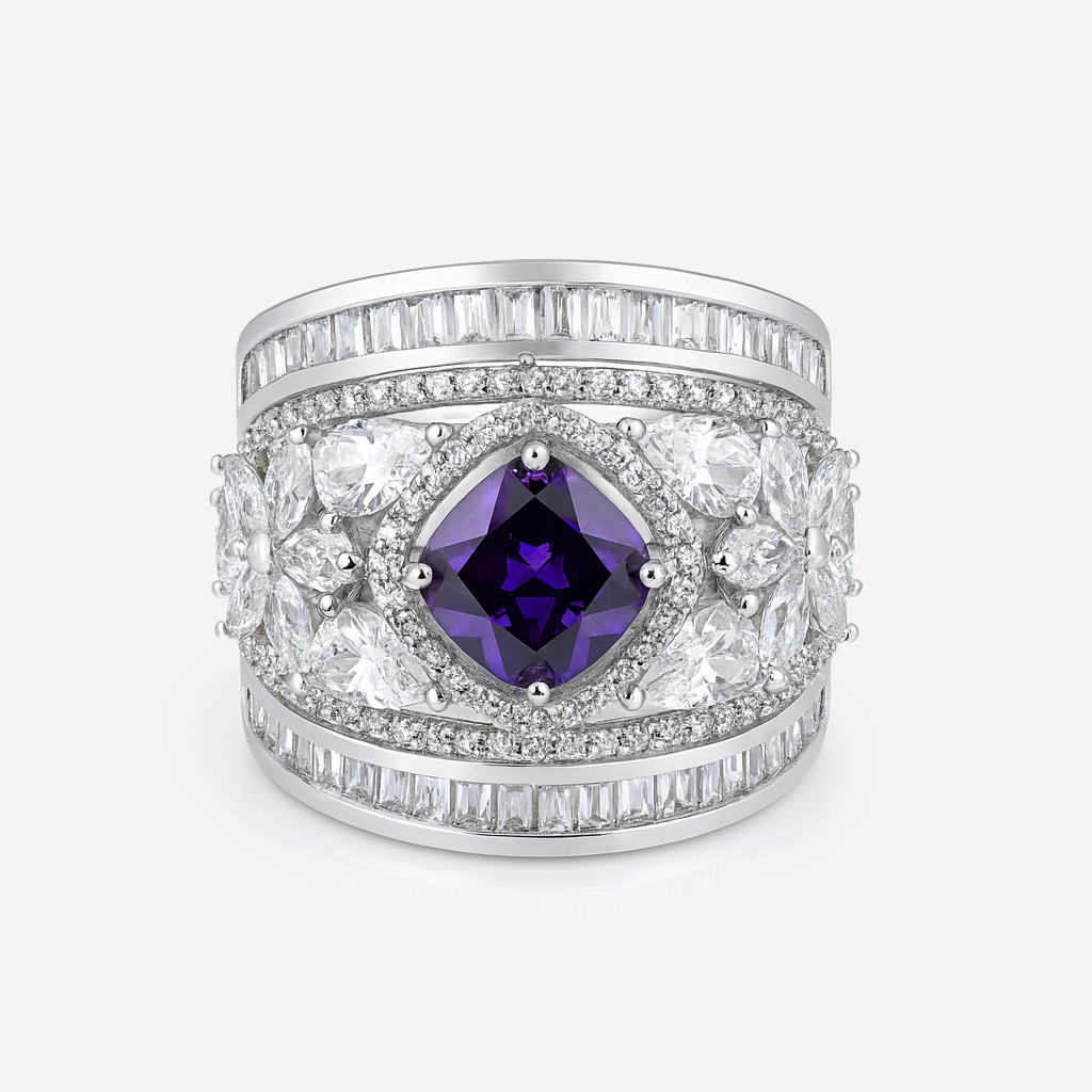 Aanura Silver Multi-Stone Crystal Statement Ring