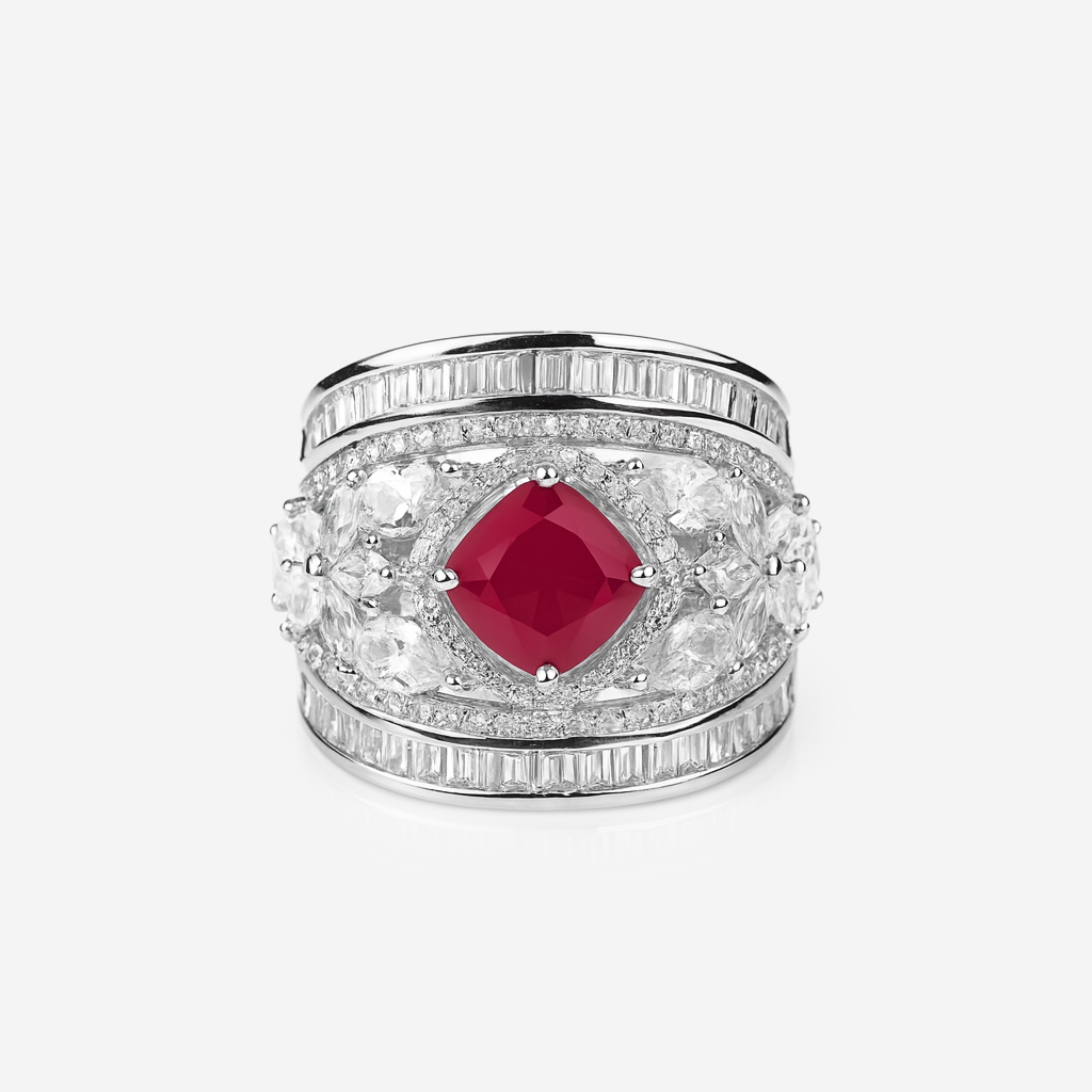 Aanura Silver Multi-Stone Crystal Statement Ring