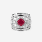 Rhodium Plated Multi Crystal Anti-Tarnish Waterproof Ring