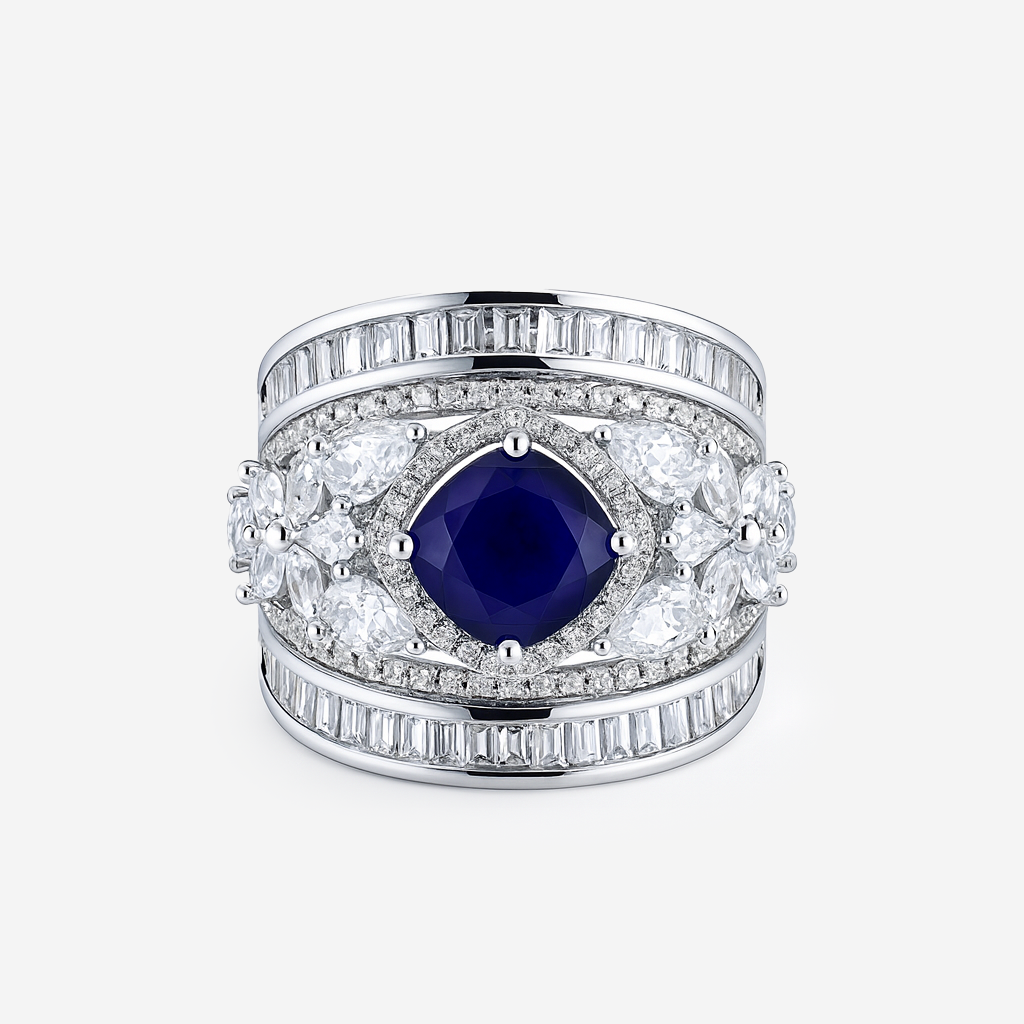 Aanura Silver Multi-Stone Crystal Statement Ring