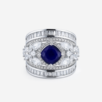 Rhodium Plated Multi Crystal Anti-Tarnish Waterproof Ring