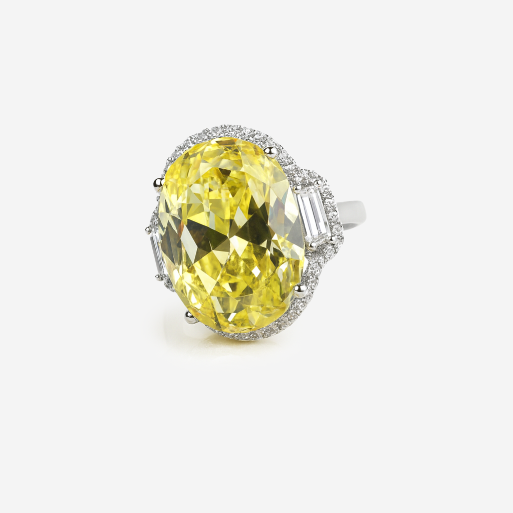 Aanura Silver Yellow Gem Vintage Cocktail Ring