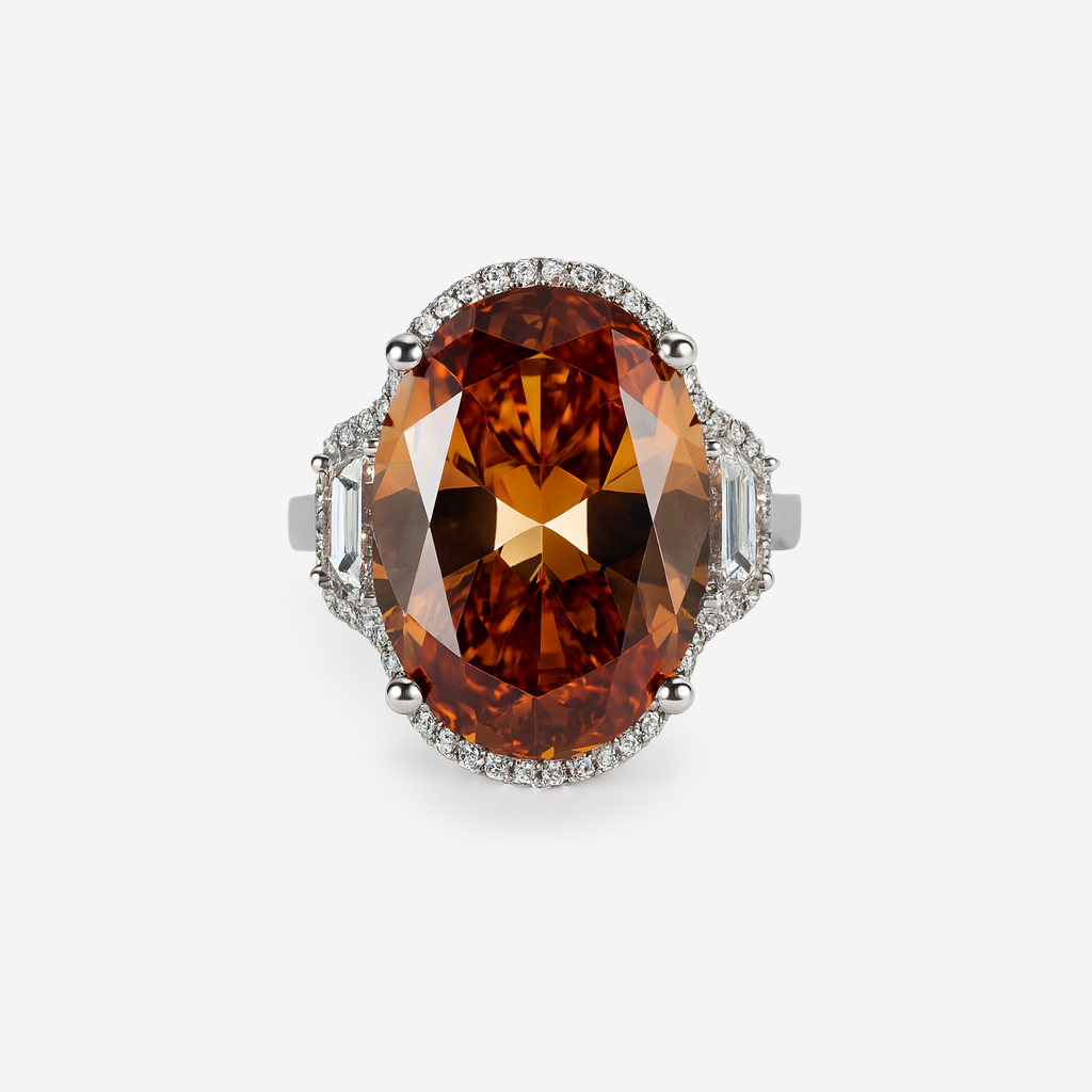 Aanura Silver Yellow Gem Vintage Cocktail Ring