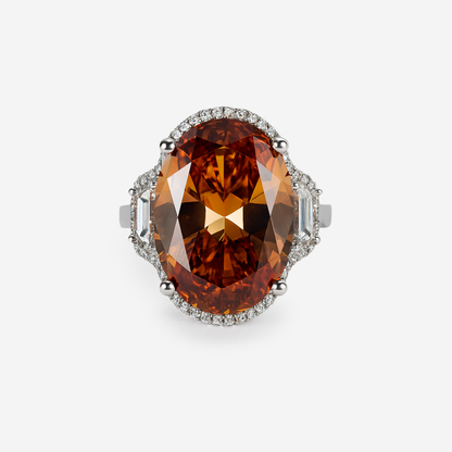 Aanura Silver Yellow Gem Vintage Cocktail Ring