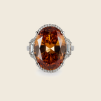 Rhodium Plated Vintage Yellow Gem Anti-Tarnish Waterproof Ring