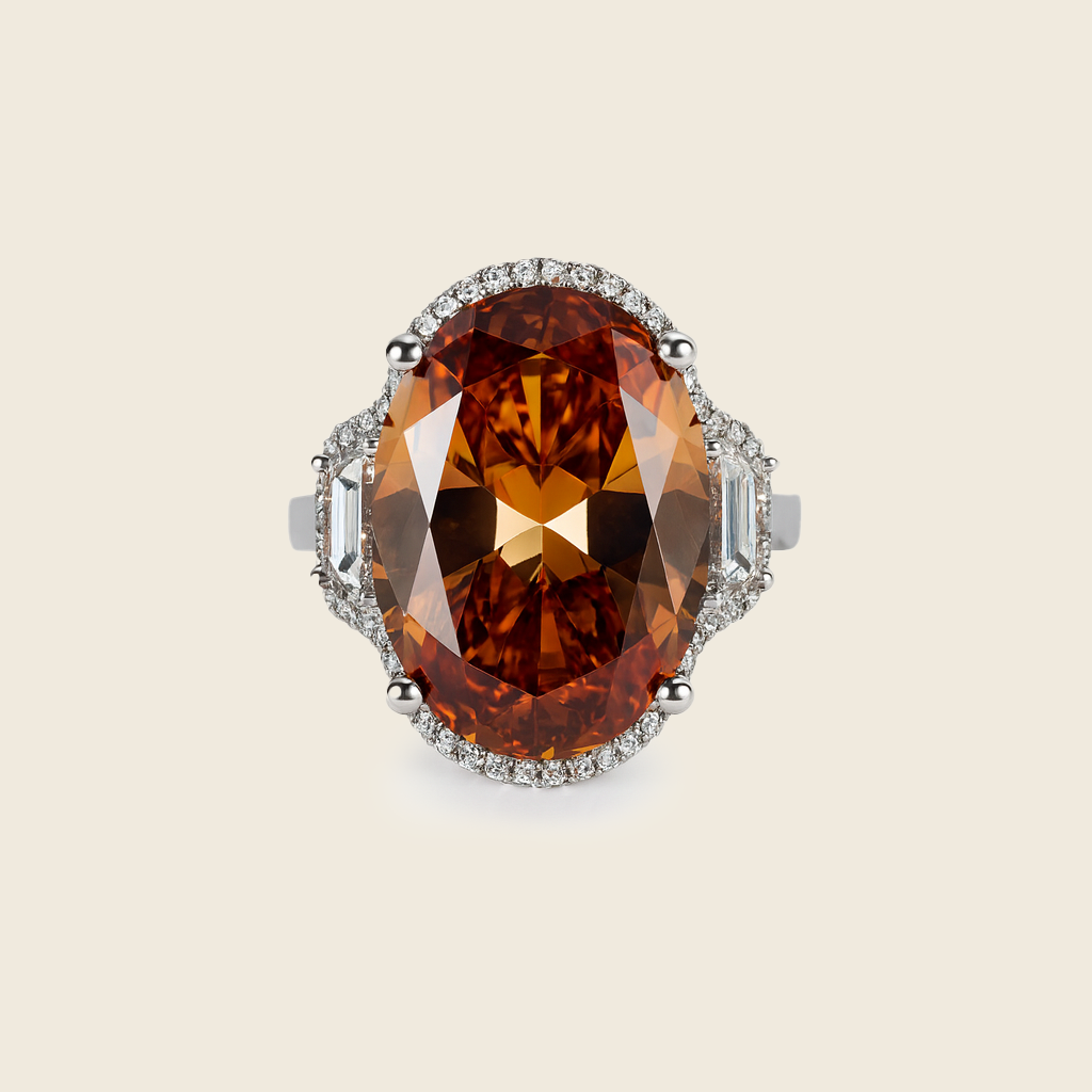 Aanura Silver Yellow Gem Vintage Cocktail Ring