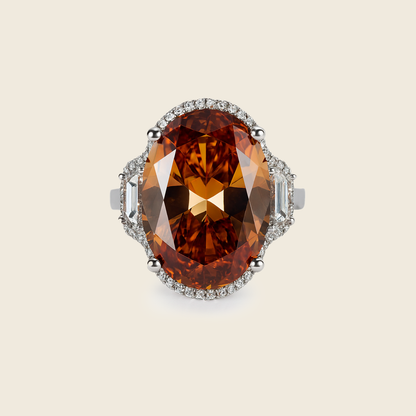 Aanura Silver Yellow Gem Vintage Cocktail Ring