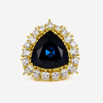 Aanura Silver Crystal Baguette Halo Cocktail Ring