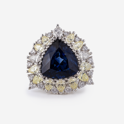 Aanura Silver Crystal Baguette Halo Cocktail Ring