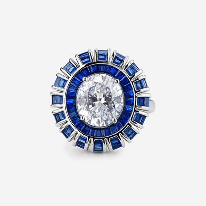 Aanura Silver Emerald Baguette Band Statement Ring