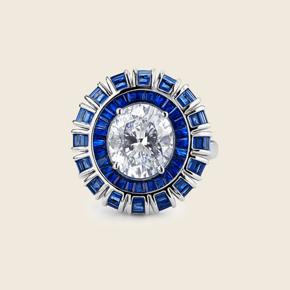 Aanura Silver Emerald Baguette Band Statement Ring