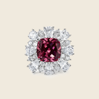 Rhodium Plated Red Cushion Anti-Tarnish Waterproof Ring