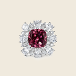 Aanura Silver Red Cushion Gem Halo Cocktail Ring