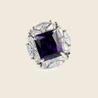 Rhodium Plated Yellow Halo Anti-Tarnish Waterproof Ring