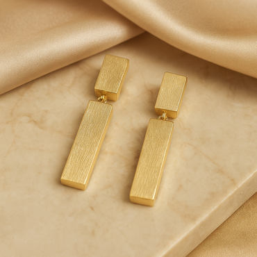 Aanura Geometric Gold Bar Earrings