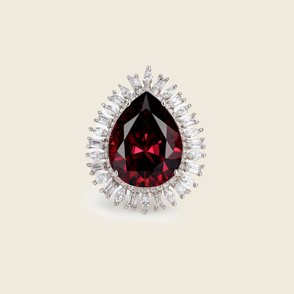 Aanura Oval Gemstone Halo Cocktail Statement Ring