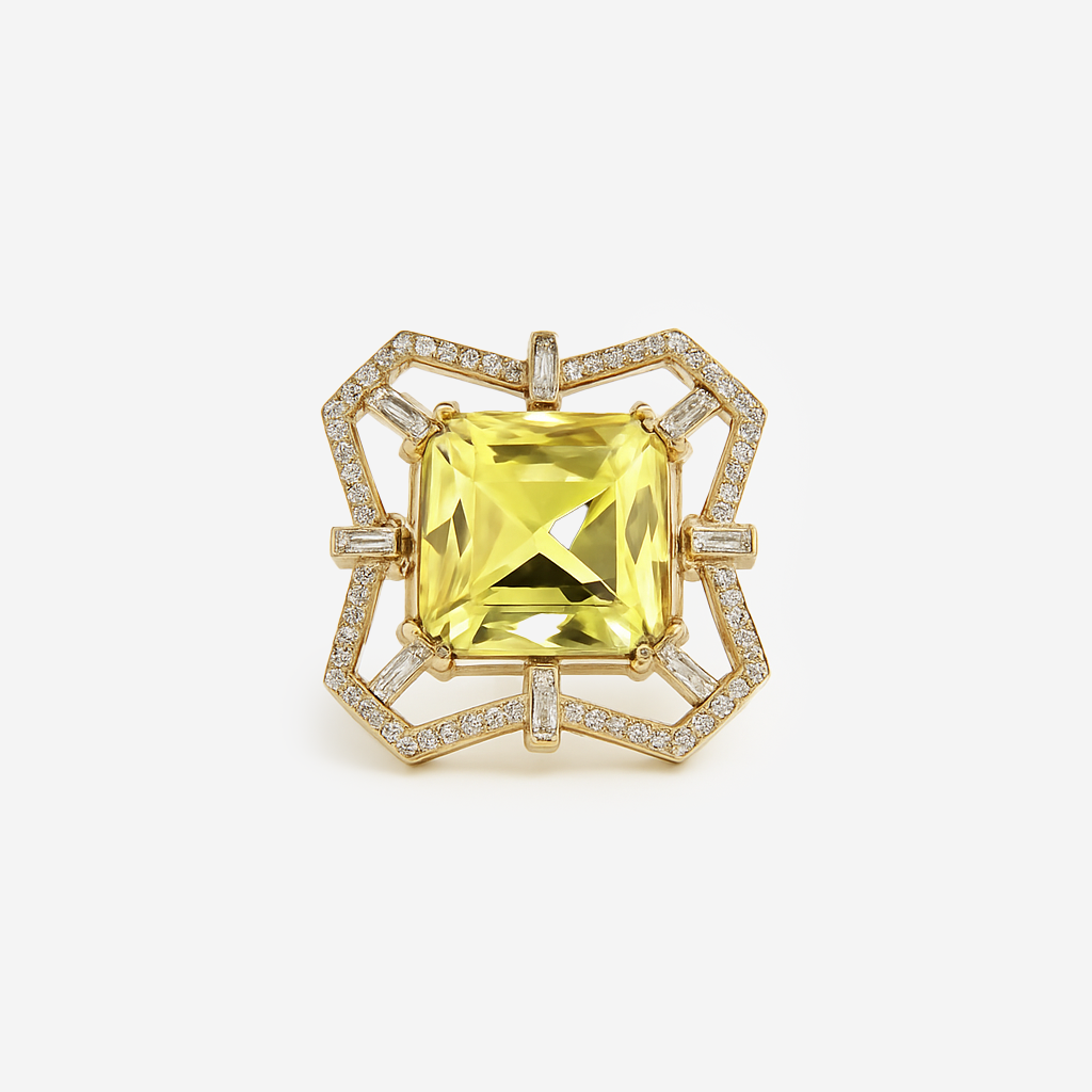 Aanura Gold-Tone Pink Gem Geometric Cocktail Ring