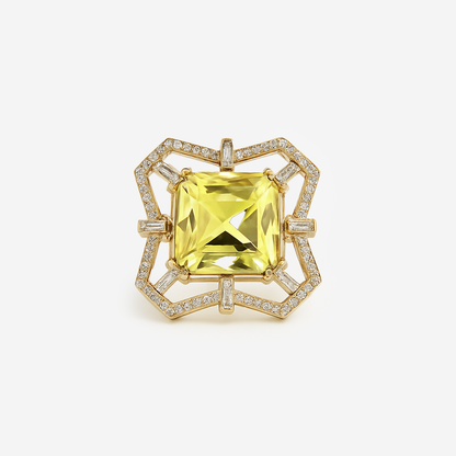 Aanura Gold-Tone Pink Gem Geometric Cocktail Ring