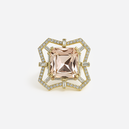Aanura Gold-Tone Pink Gem Geometric Cocktail Ring