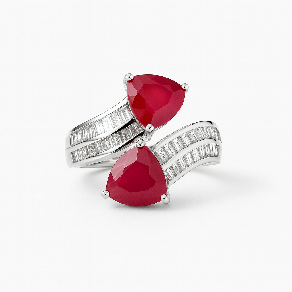 Aanura Silver Radiant-Cut Gemstone Statement Ring