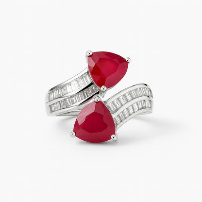 Aanura Silver Radiant-Cut Gemstone Statement Ring