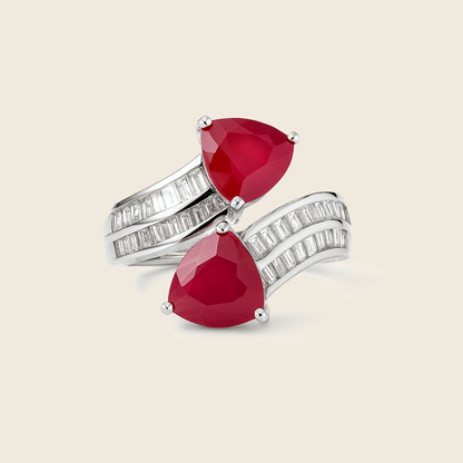 Aanura Silver Radiant-Cut Gemstone Statement Ring