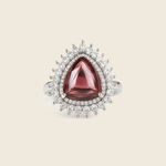 Aanura Silver Red Oval Gem Halo Cocktail Ring
