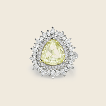 Aanura Silver Red Oval Gem Halo Cocktail Ring