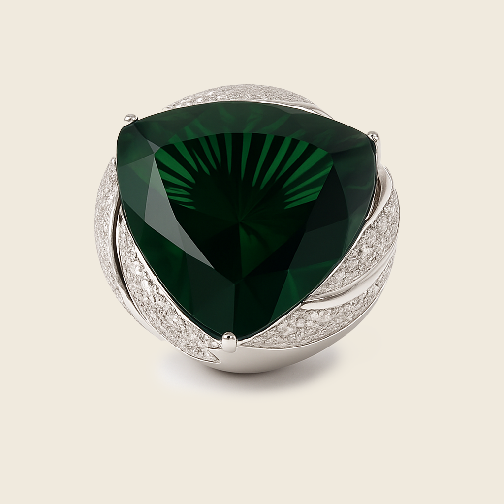 Aanura Silver Oversized Ruby-Red Statement Ring