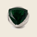 Aanura Silver Oversized Ruby-Red Statement Ring