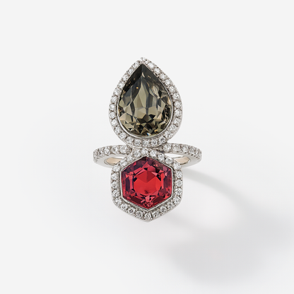 Aanura Gold-Tone Dual Gem Open Band Statement Ring