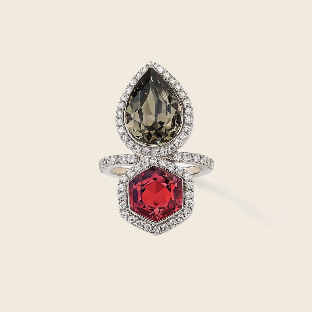 Aanura Dual Gem Open Band Statement Ring