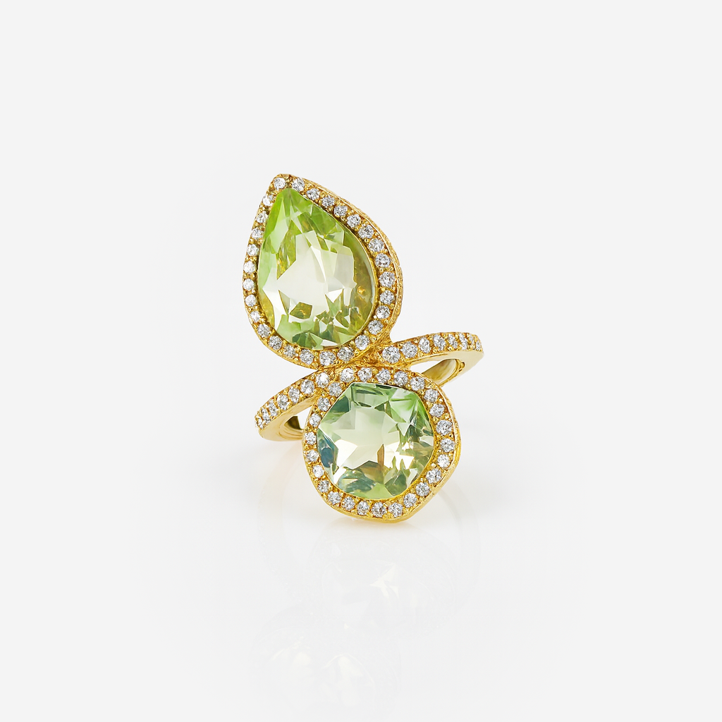 Aanura Gold-Tone Dual Gem Open Band Statement Ring