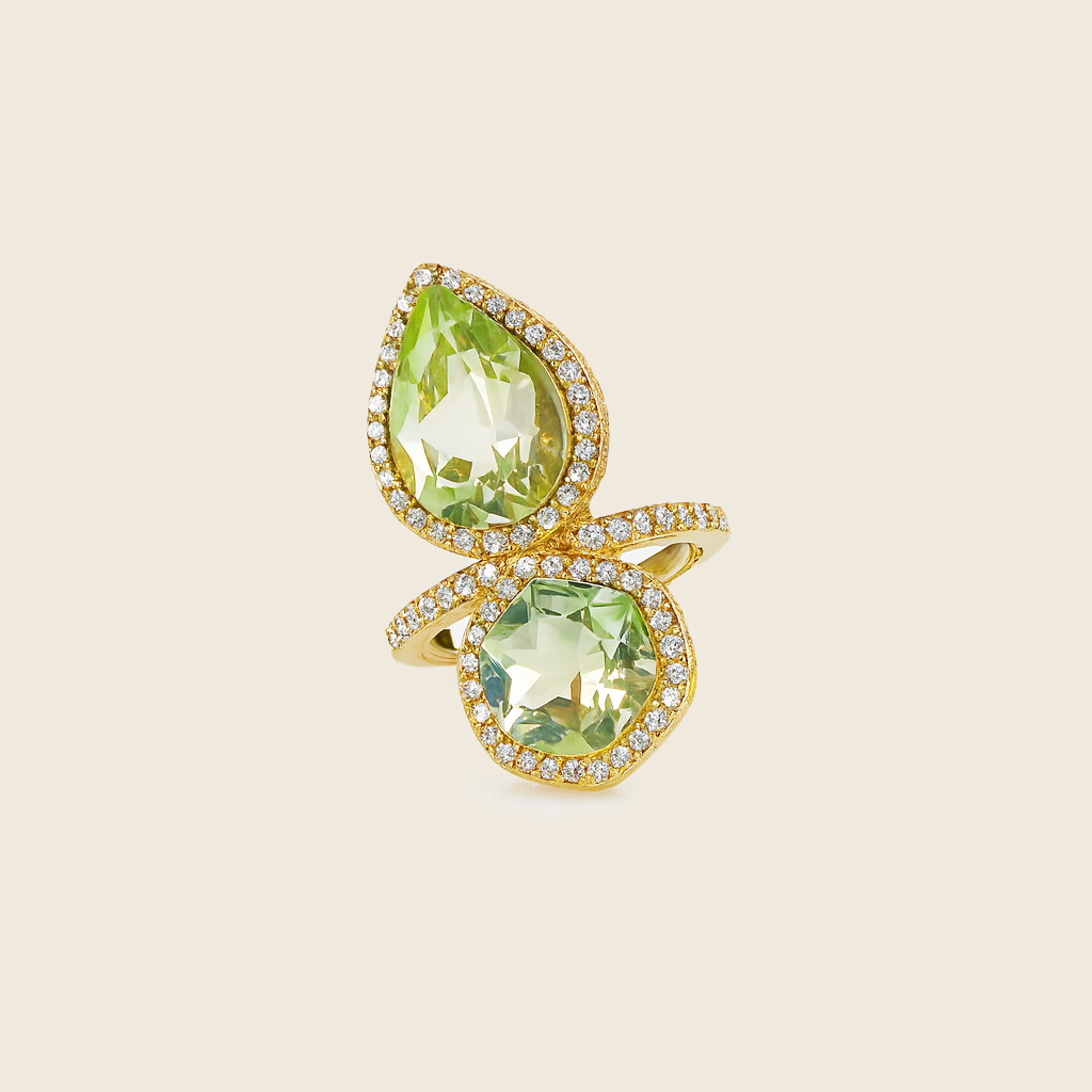 Aanura Gold-Tone Dual Gem Open Band Statement Ring