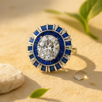 Rhodium Plated Emerald Band Anti-Tarnish Waterproof Ring