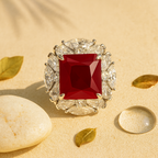 Rhodium Plated Yellow Halo Anti-Tarnish Waterproof Ring